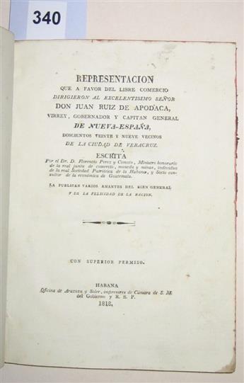 (CUBAN IMPRINT.) Pérez y Comoto, Florencio. Representacion que a favor del Libre Comercio.